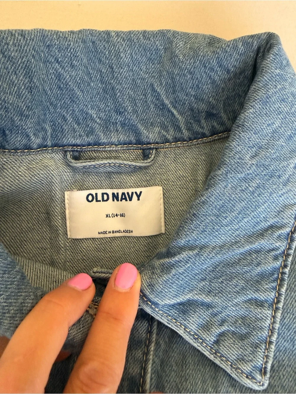 Old Navy Light Blue Denim Jacket with Large Flower Patch
